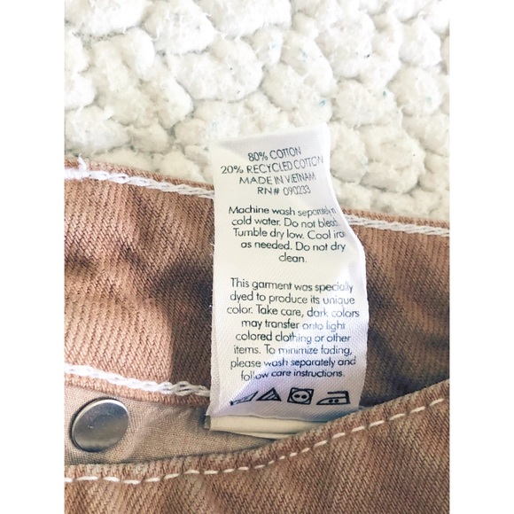 Pacsun Tan & White Mom Jeans w/Circle Designs and Raw Hem - Picture 6 of 7